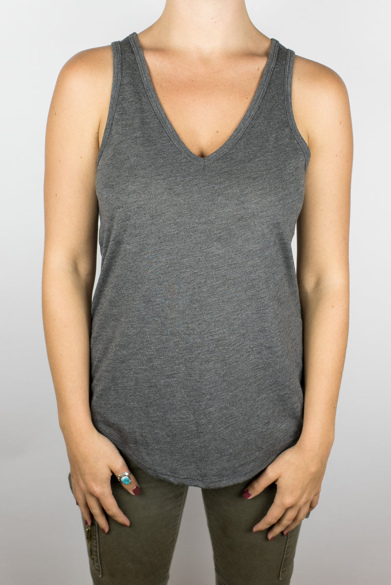 The Women's Flint V-Neck Tank in Dark Grey